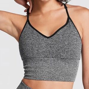 NWT Victorias Secret Pink Seamless Longline Sports Bra Gray Size XL or L